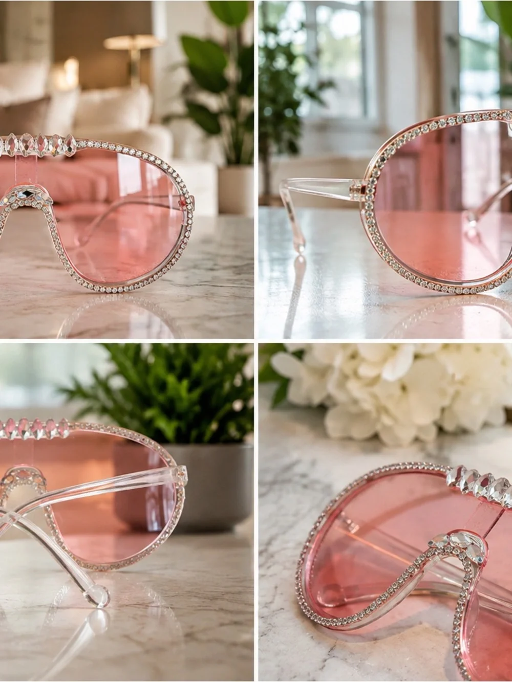 🩷 Rhinestone Sheild Sunglasses - Pink - super cute ✨ 💎 🩷